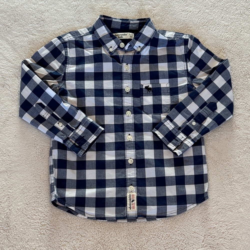 Abercrombie Kids Blue and White Checkered Button-Down Shirt